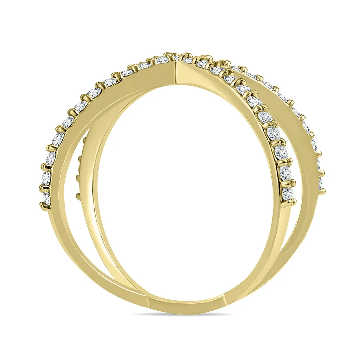 1/2 Carat Tw Diamond Criss Cross X Ring In 10K Yellow Gold