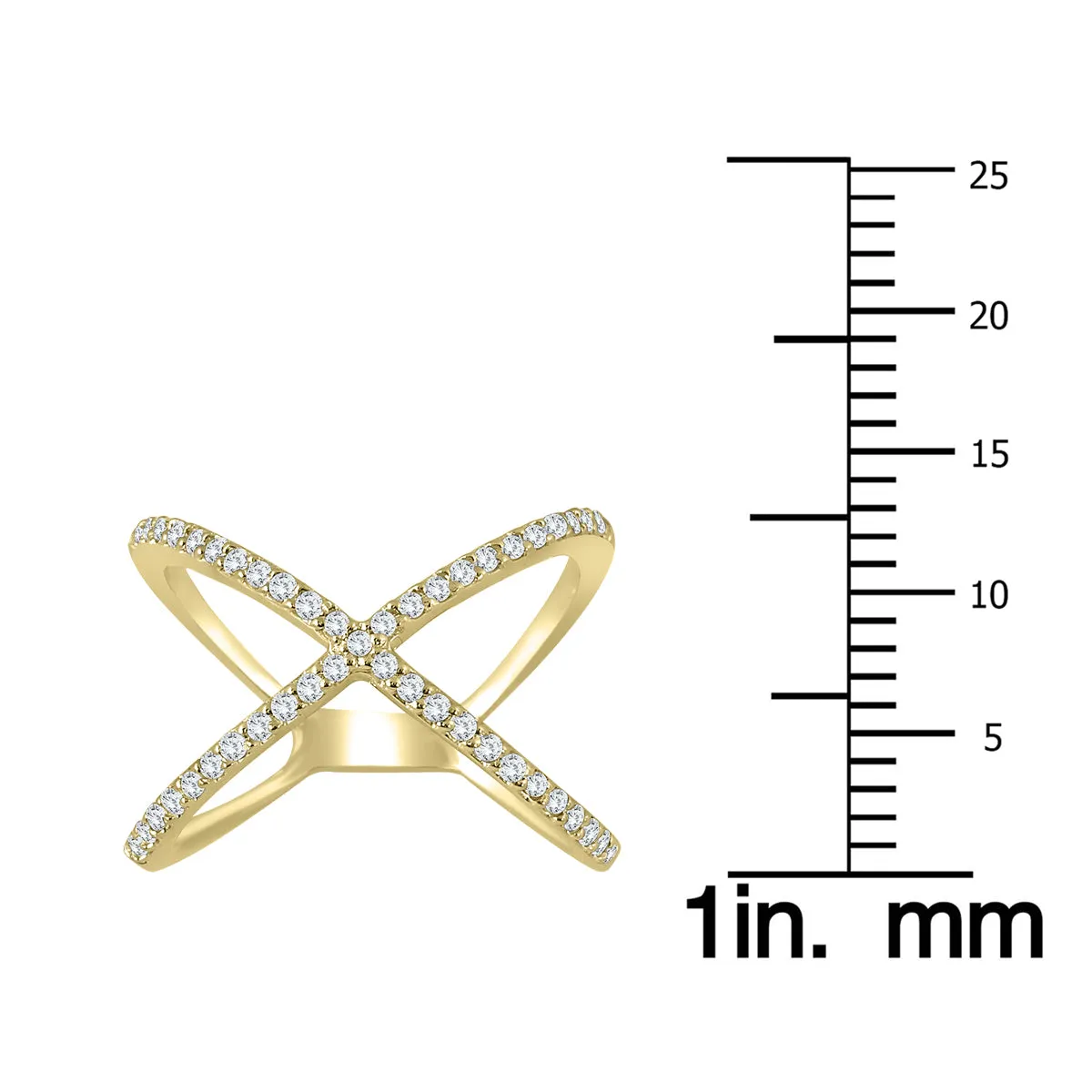 1/2 Carat Tw Diamond Criss Cross X Ring In 10K Yellow Gold