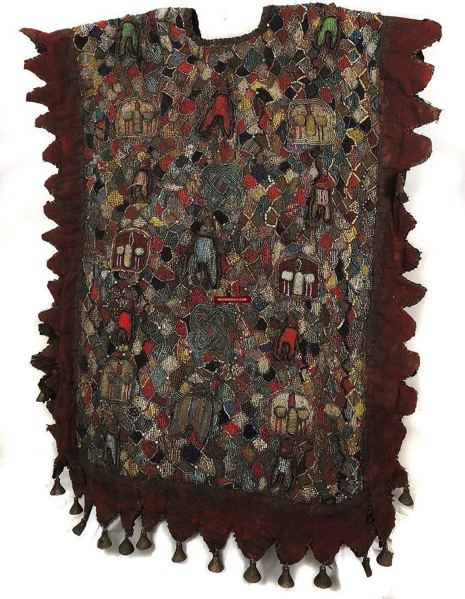 1239 SOLD Antique Beaded Yoruba Shango Priest Ceremonial Tunic Masterpiece