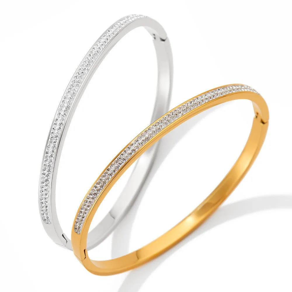 18K gold exquisite and dazzling double-row diamond-studded baby's breath design bracelet