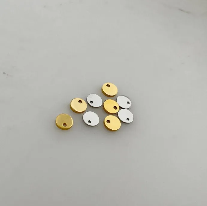 50 Custom Stainless Steel Charm, Round Gold Silver Personalized Charm, Logo Charm Beads, Laser Engraved Charm For Jewelry Bracelets Making