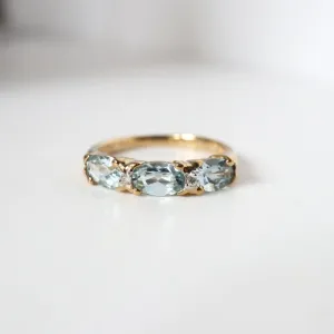 9ct Gold Aquamarine and Diamond Ring