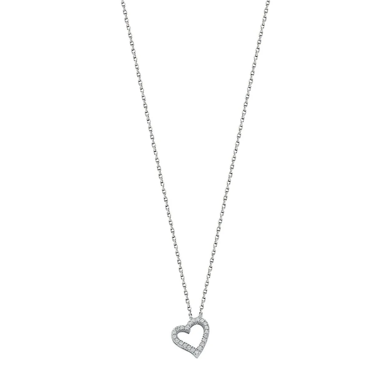 9ct White Gold 0.13ct Diamond Heart Necklace