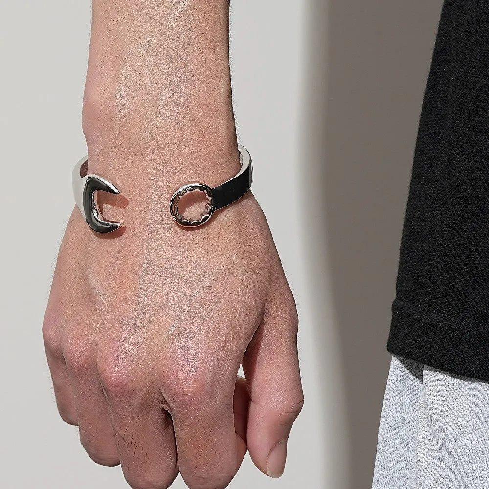9mm Silver Spanner Wrench Bangle Adjustable