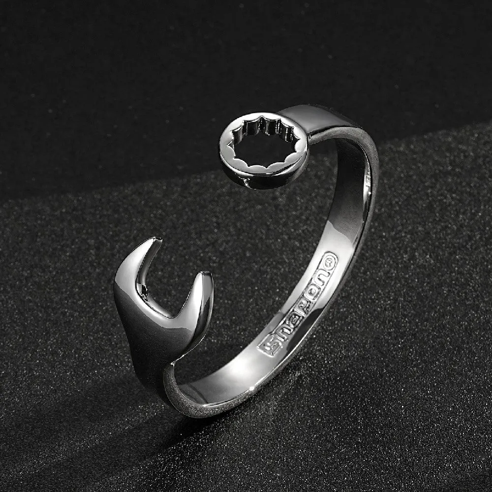9mm Silver Spanner Wrench Bangle Adjustable