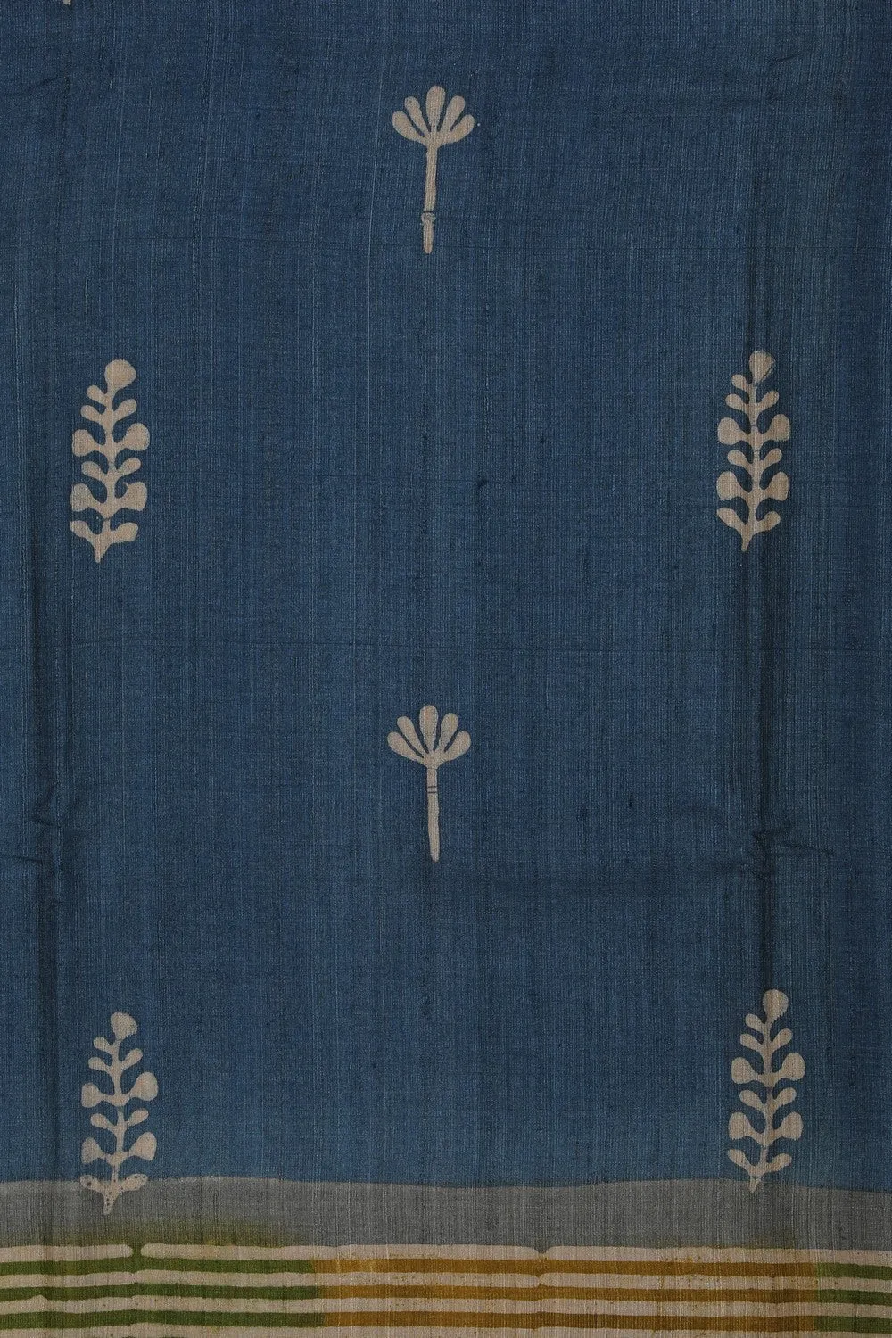 Bhagalpur Tussar Silk Teal Blue Saree