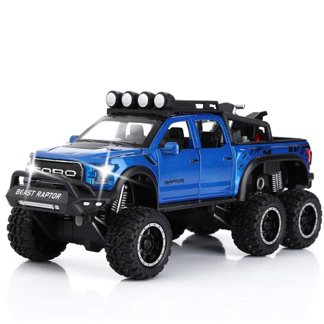 Blue 1:28 Scale Die-Cast Metal Pick-Up Truck