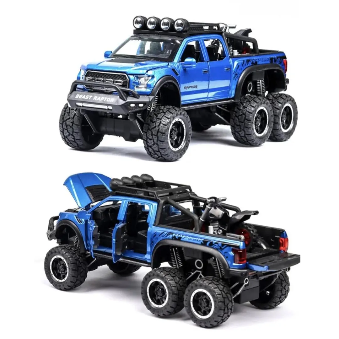 Blue 1:28 Scale Die-Cast Metal Pick-Up Truck