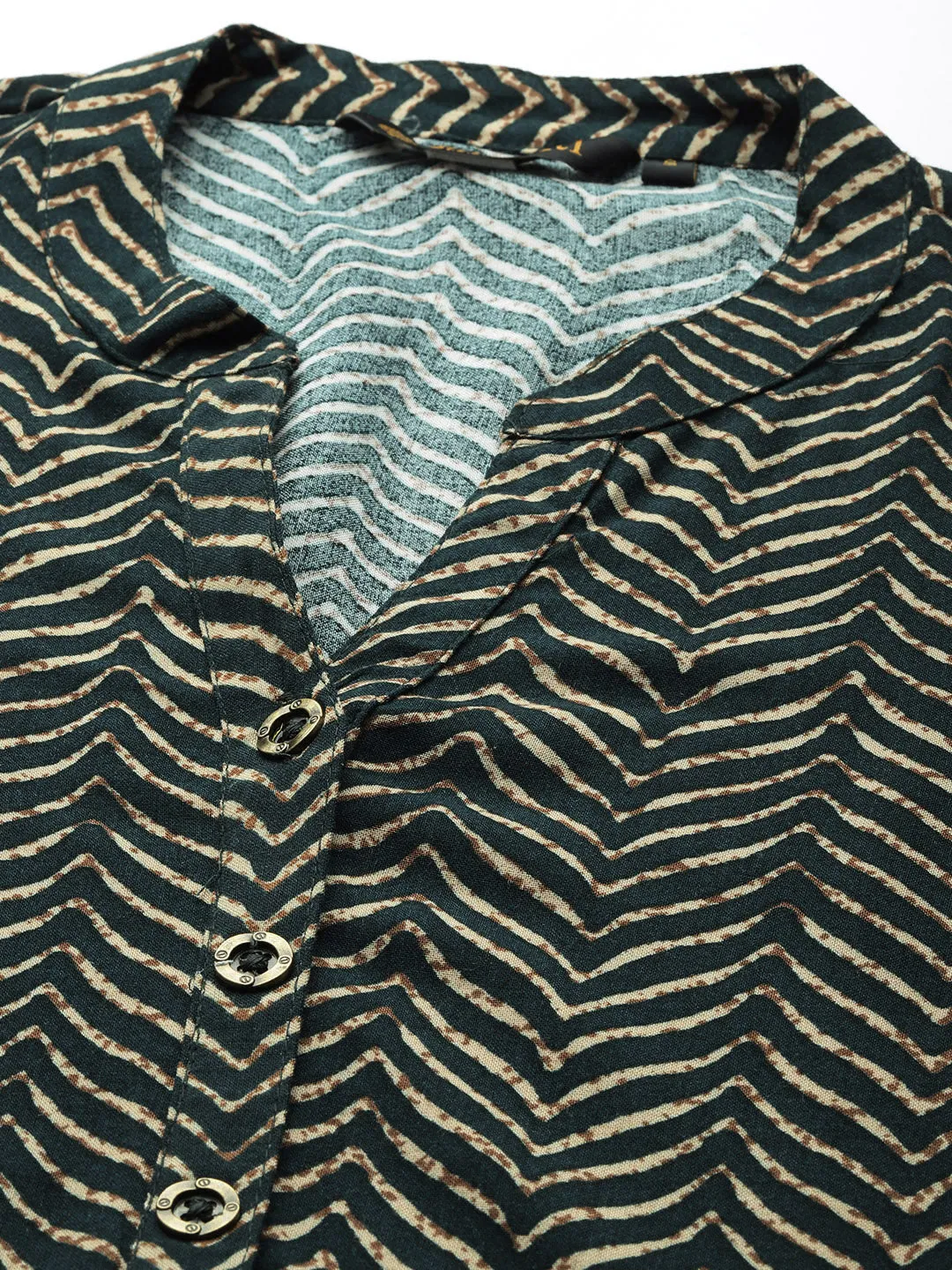 Blue Viscose Rayon Geometric Printed Tunic