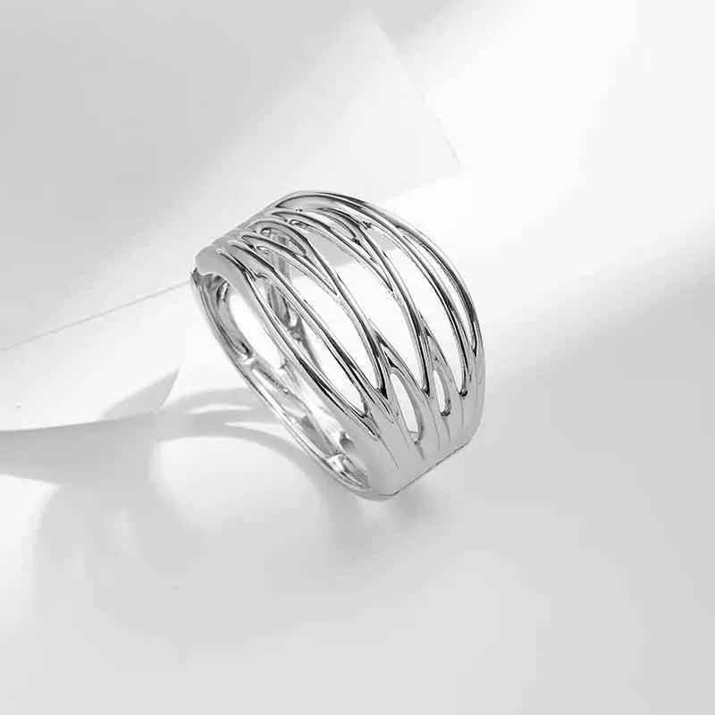 Bracelets Charm Jewelry - Hollow Wide Bangle - Irregular Metal - B0527