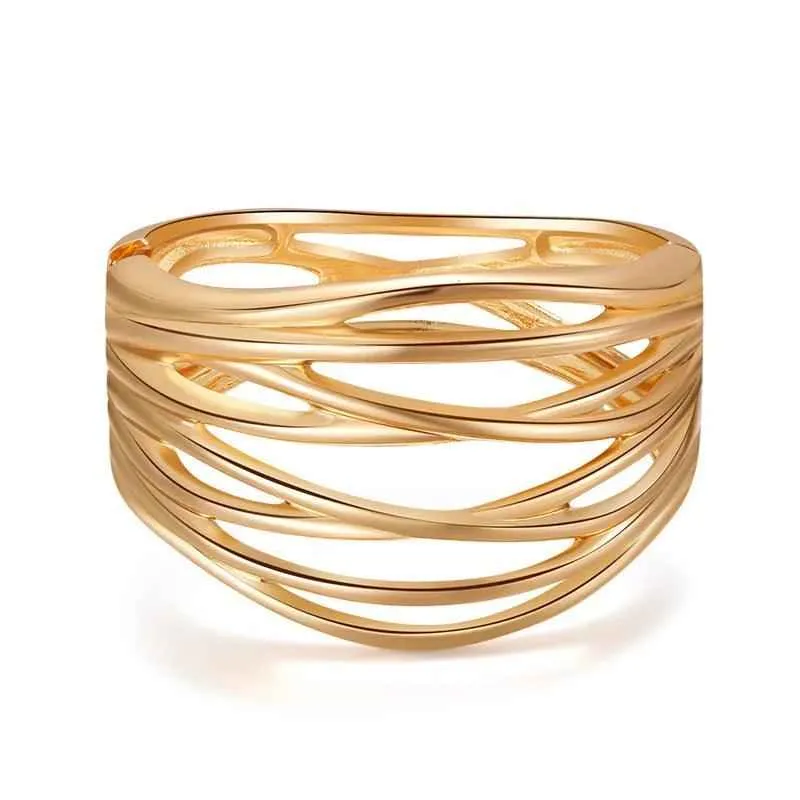 Bracelets Charm Jewelry - Hollow Wide Bangle - Irregular Metal - B0527