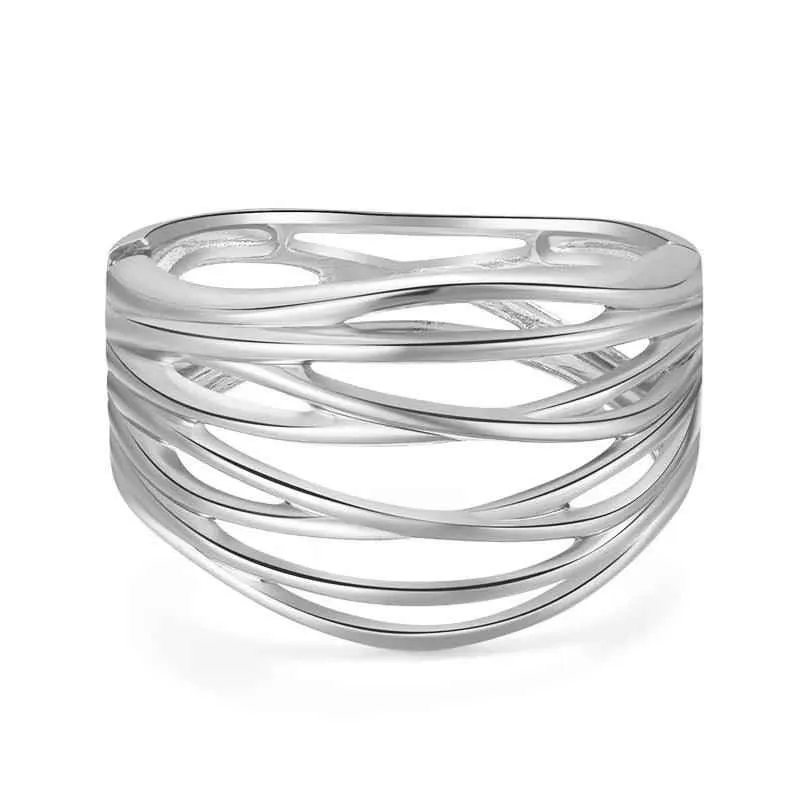 Bracelets Charm Jewelry - Hollow Wide Bangle - Irregular Metal - B0527