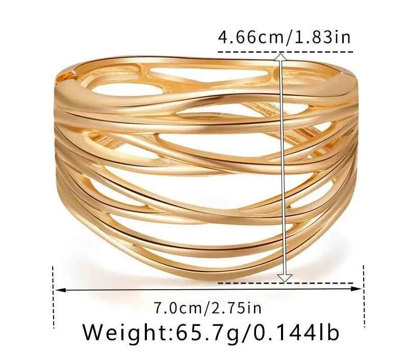Bracelets Charm Jewelry - Hollow Wide Bangle - Irregular Metal - B0527