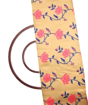 Creamish Colour Floral Design Satin Moss Fabric