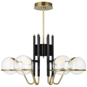 Crosby 30 in. 6 Lights LED Chandelier 120V Black & Natural Brass finish