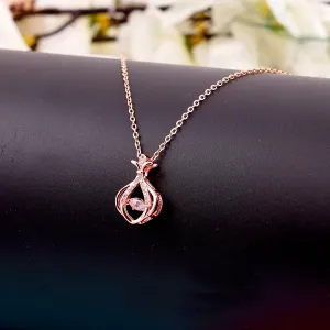 Crystal Diamond Hollow Flower Pendant Necklace