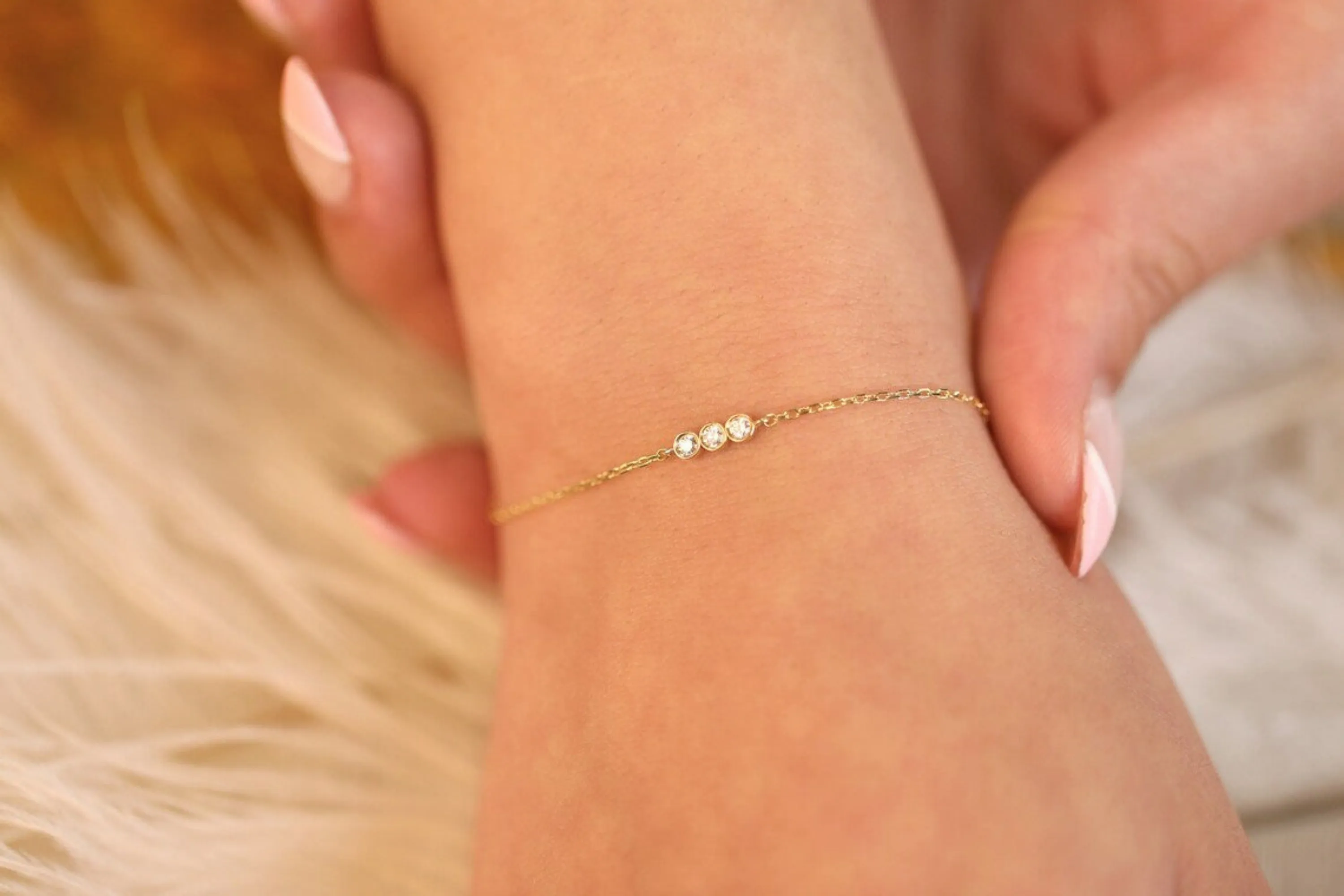 Dainty Diamond Trio Bracelet, Matilda