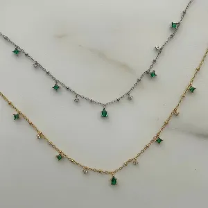 dainty green gem necklace