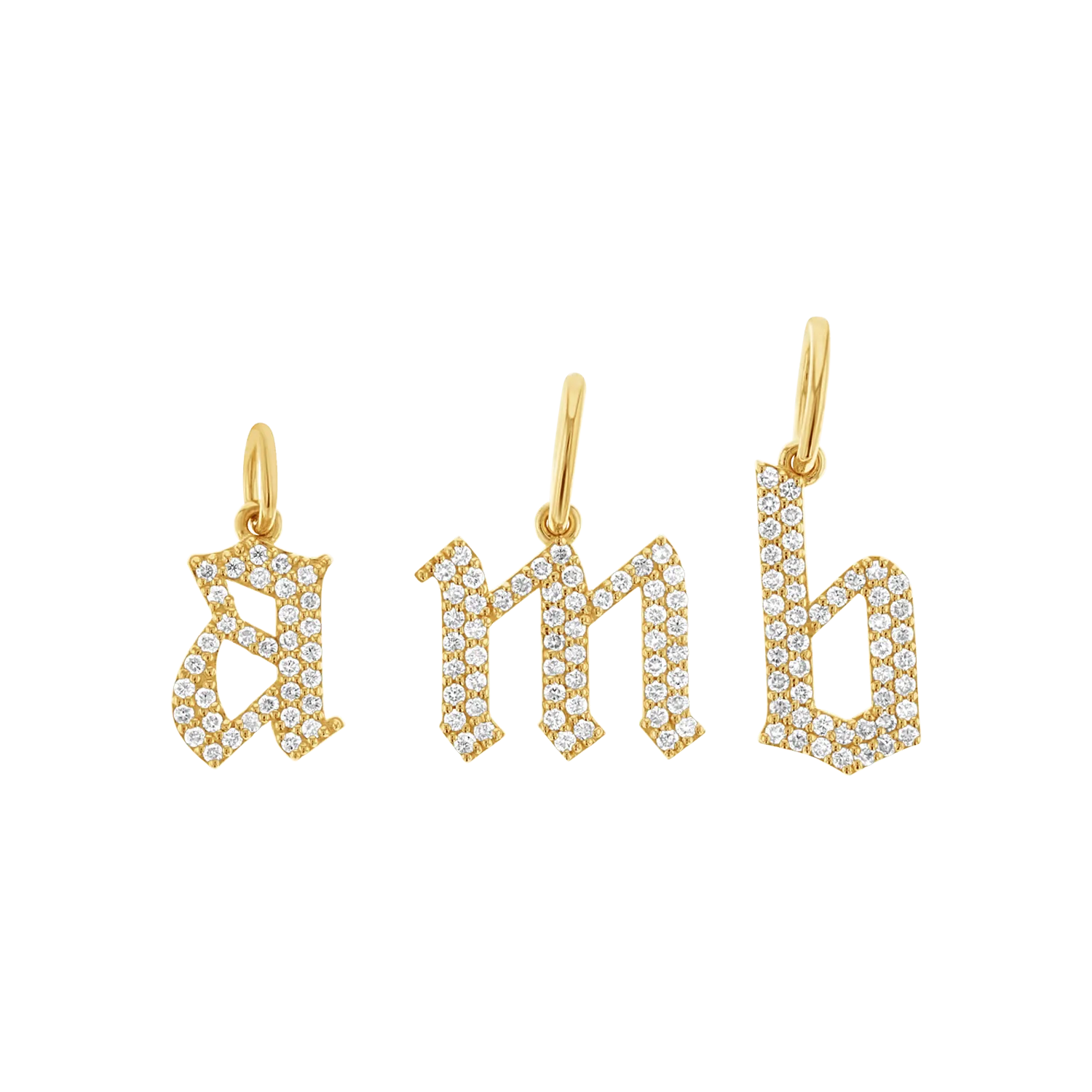 Diamond Gothic Old English Initial Charm