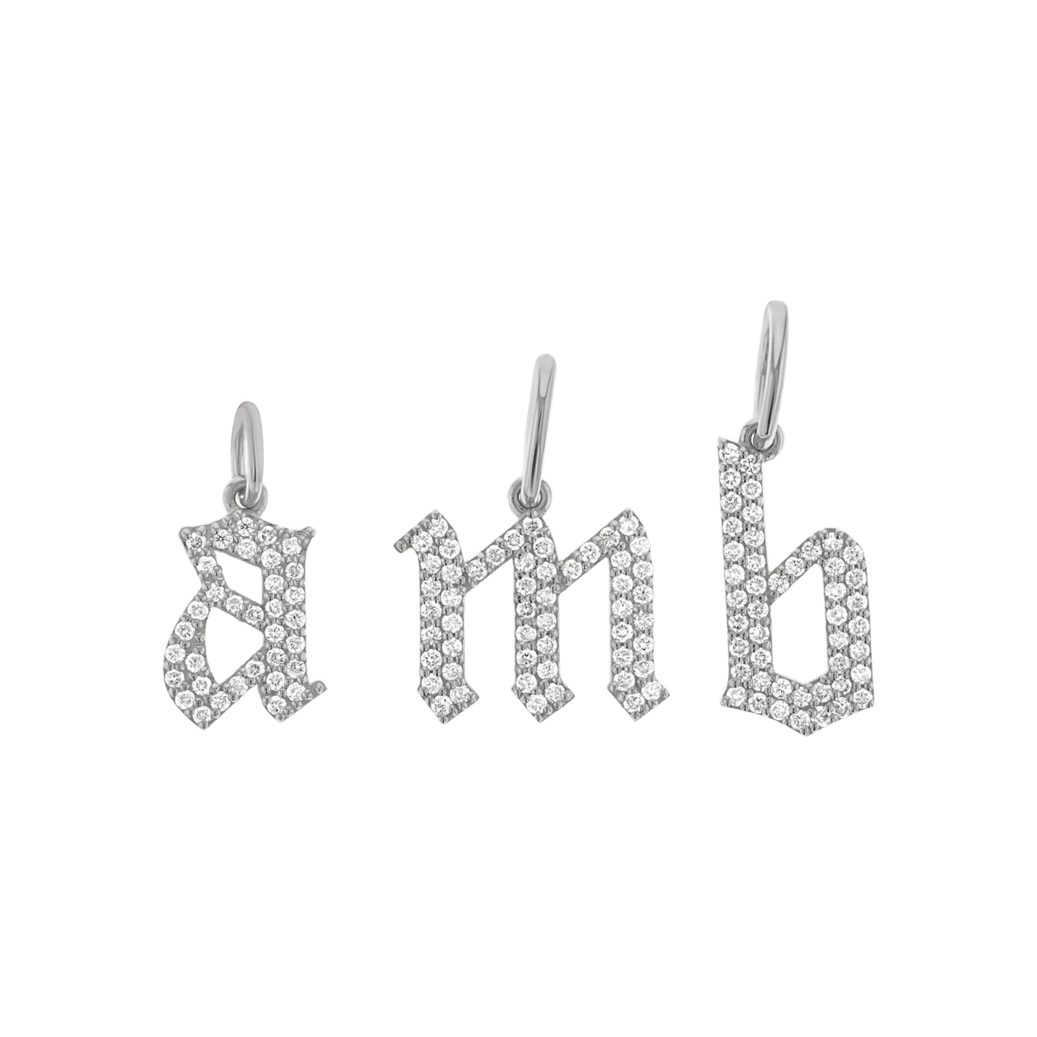Diamond Gothic Old English Initial Charm