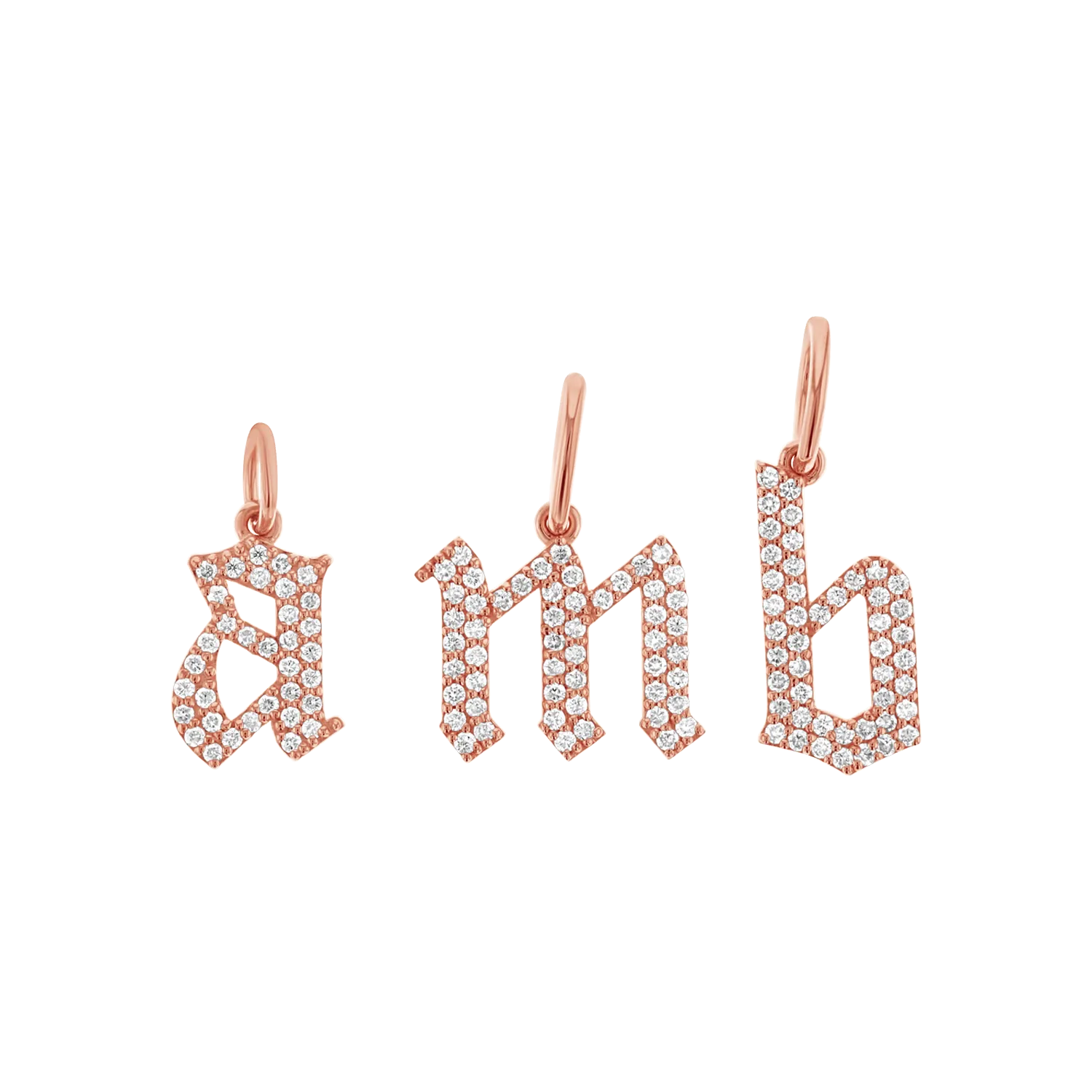 Diamond Gothic Old English Initial Charm