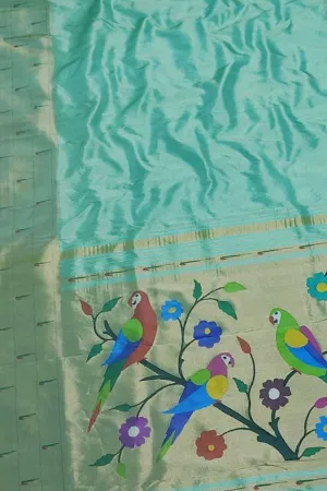 Elegant Blue Silk Paithani Saree with Muniya Border