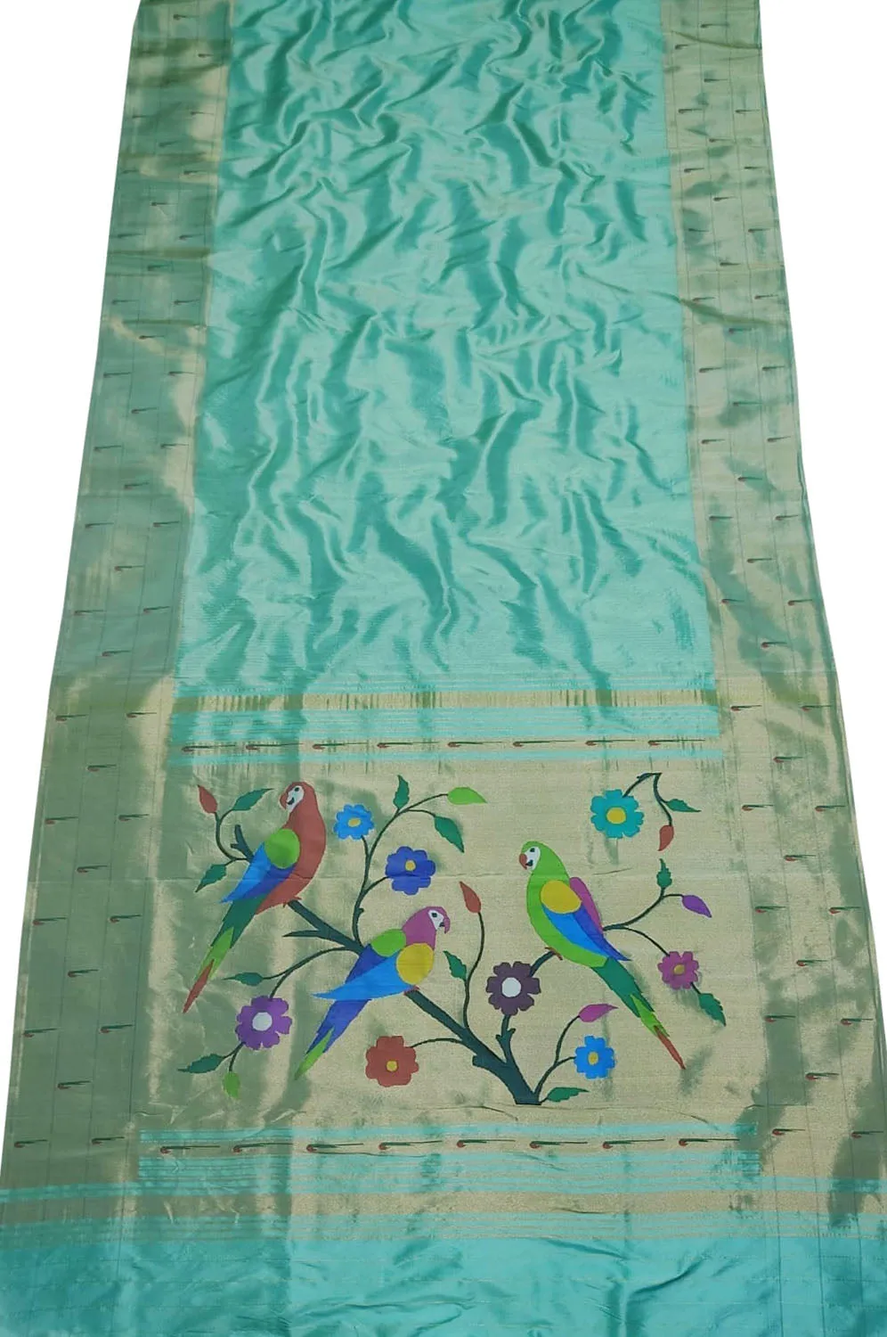 Elegant Blue Silk Paithani Saree with Muniya Border