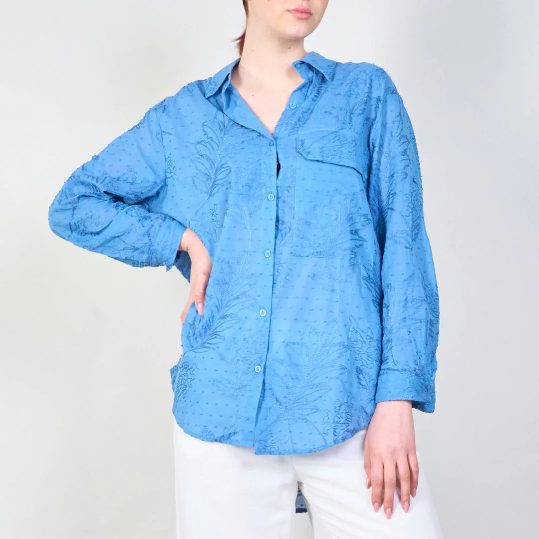 Elegant embroidered shirt with rolled-up sleeves wholesale
