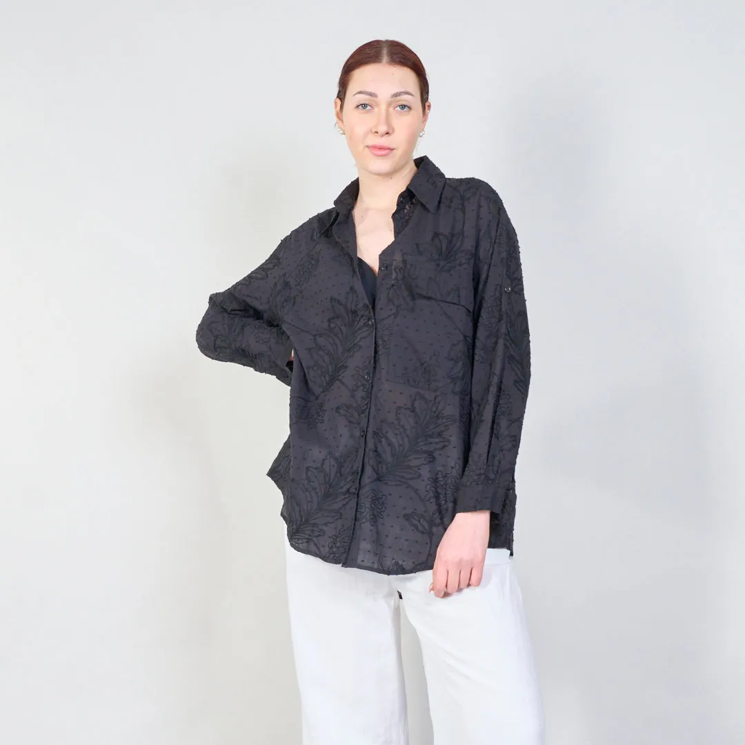 Elegant embroidered shirt with rolled-up sleeves wholesale