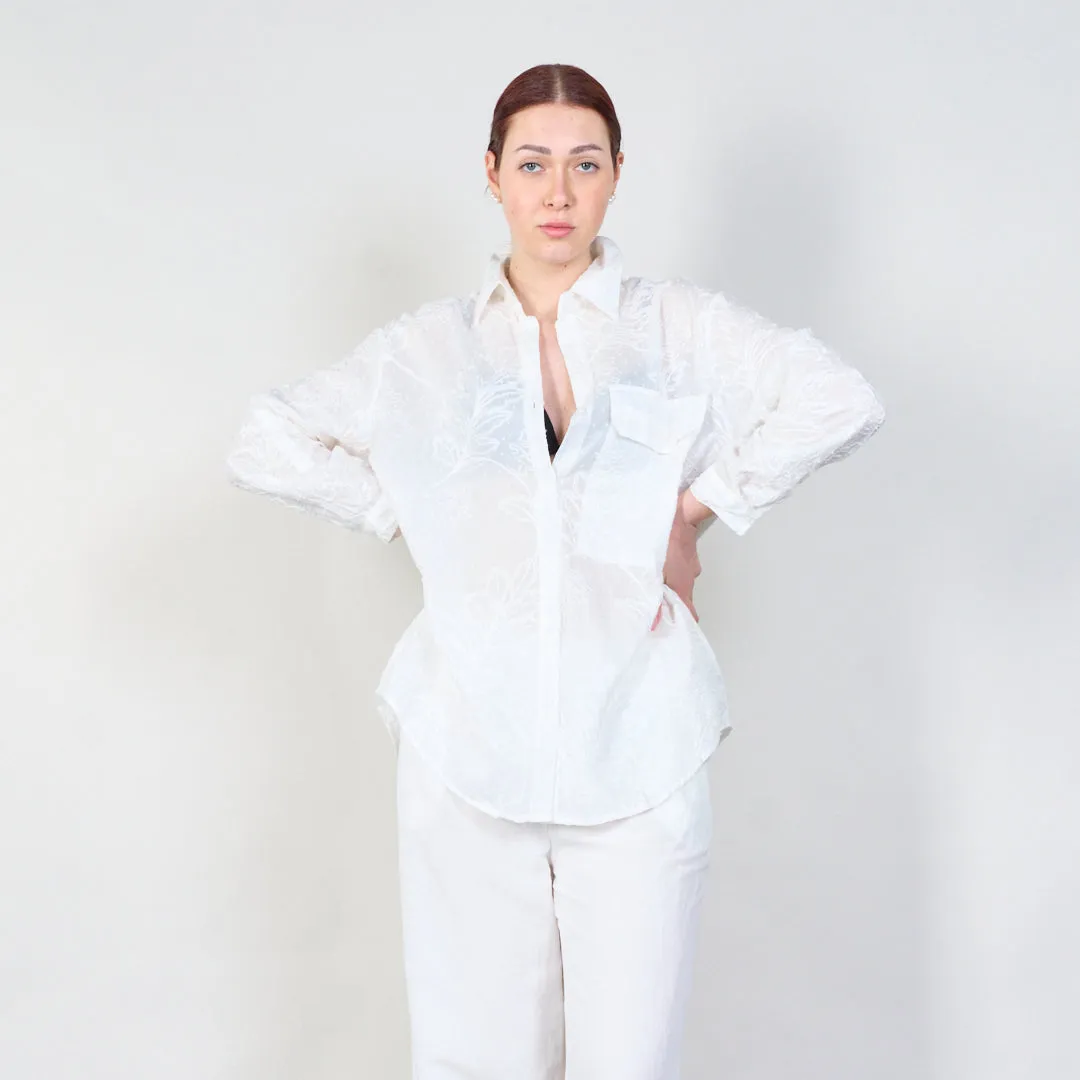Elegant embroidered shirt with rolled-up sleeves wholesale