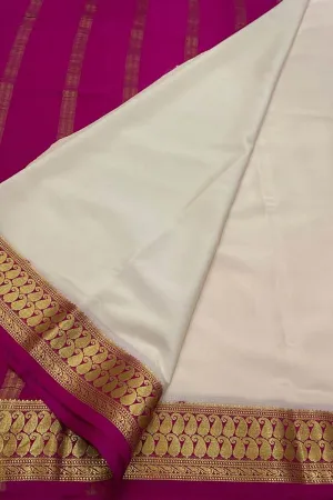 Elegant Off White & Pink Crepe Silk Saree