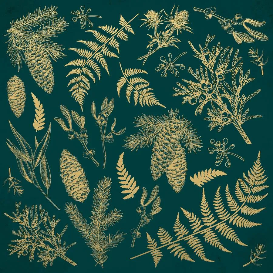 Emerald Eve Scrapbook Paper 12" x 12" Double Sided - Emerald Leaves
