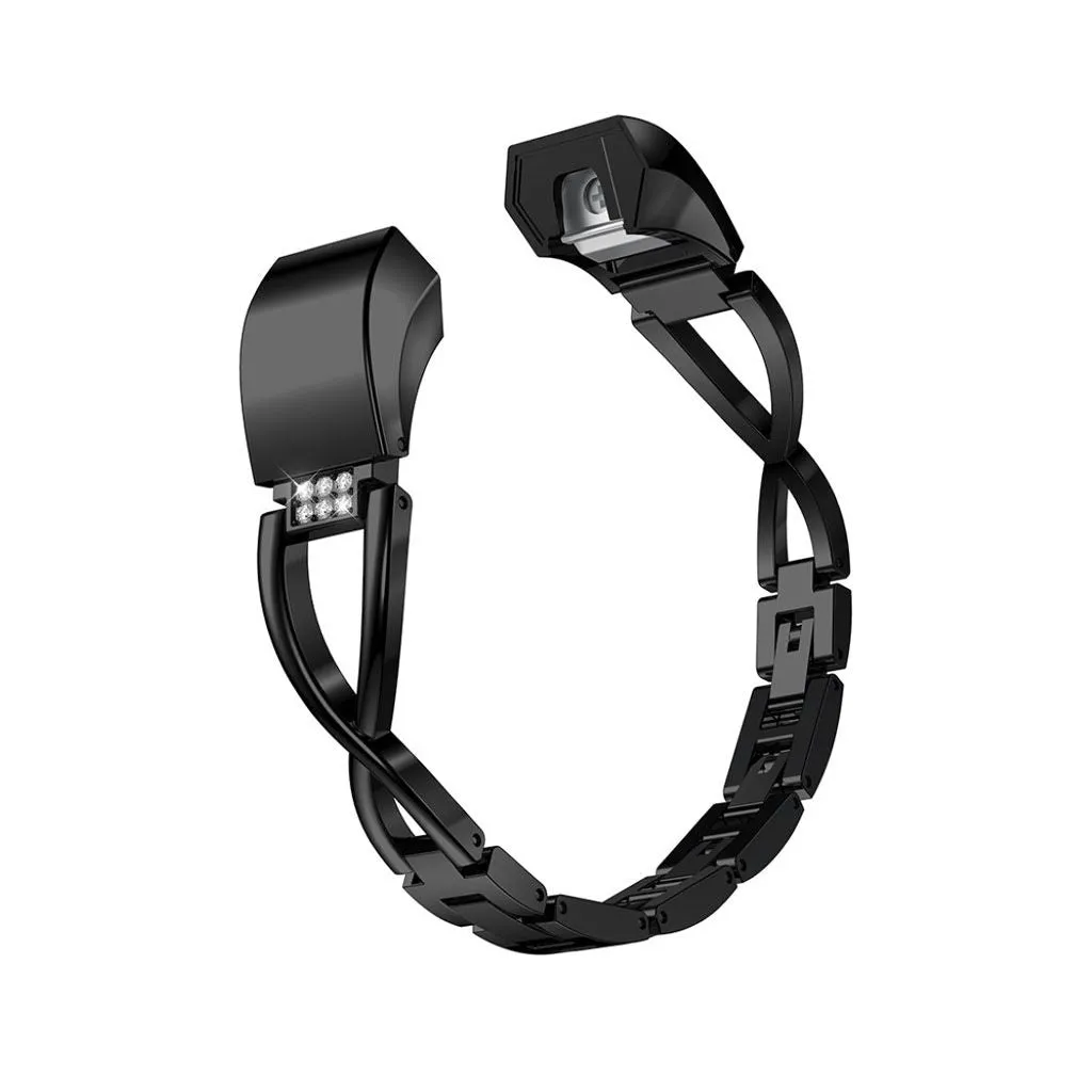 Fitbit Alta X-shape diamond décor alloy watchband - Black