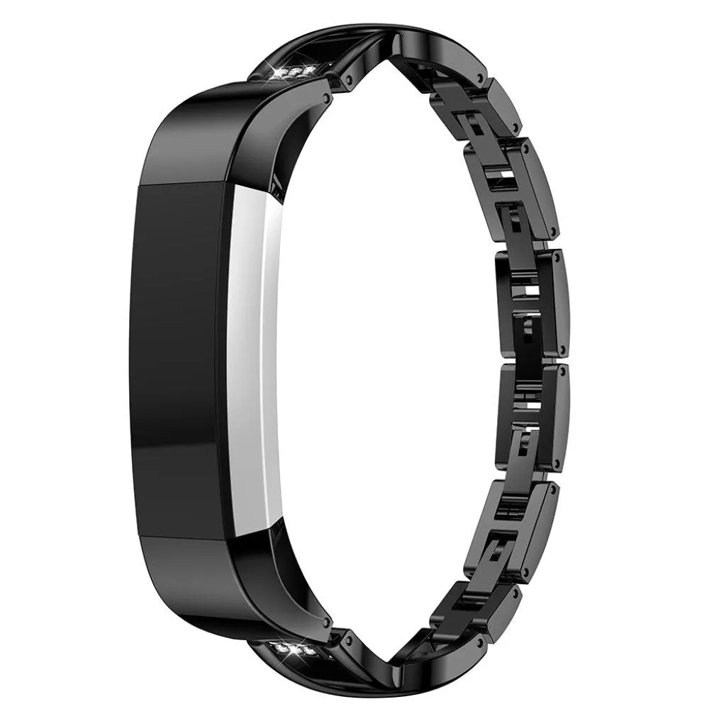 Fitbit Alta X-shape diamond décor alloy watchband - Black