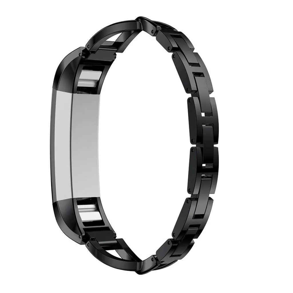 Fitbit Alta X-shape diamond décor alloy watchband - Black