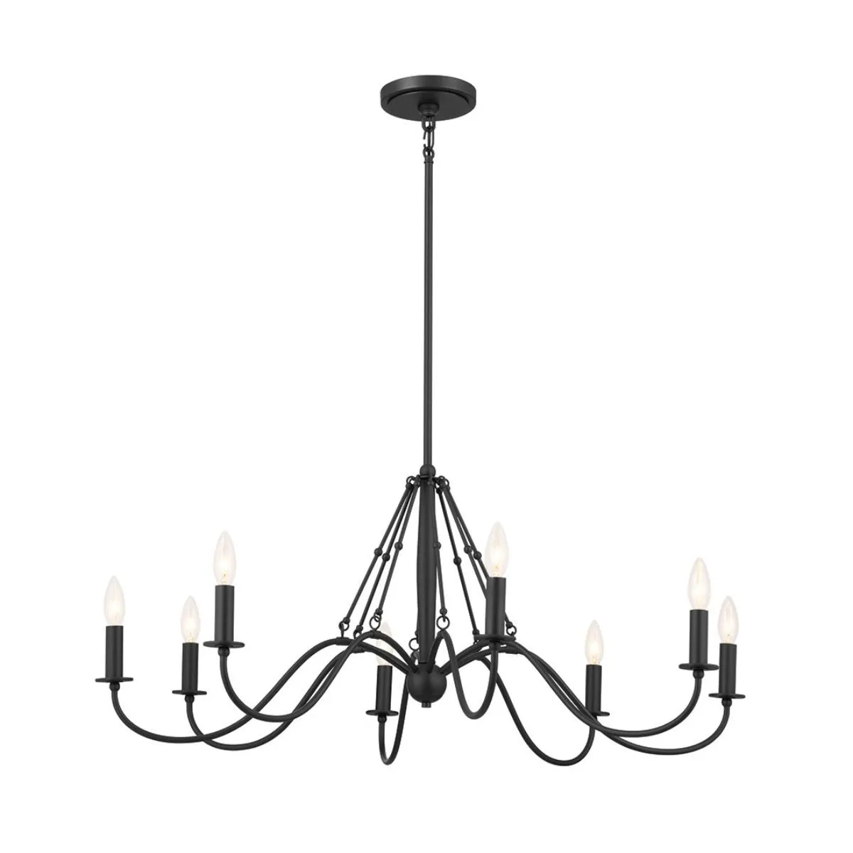 Freesia 38 in. 8 lights Chandelier Textured Black finish