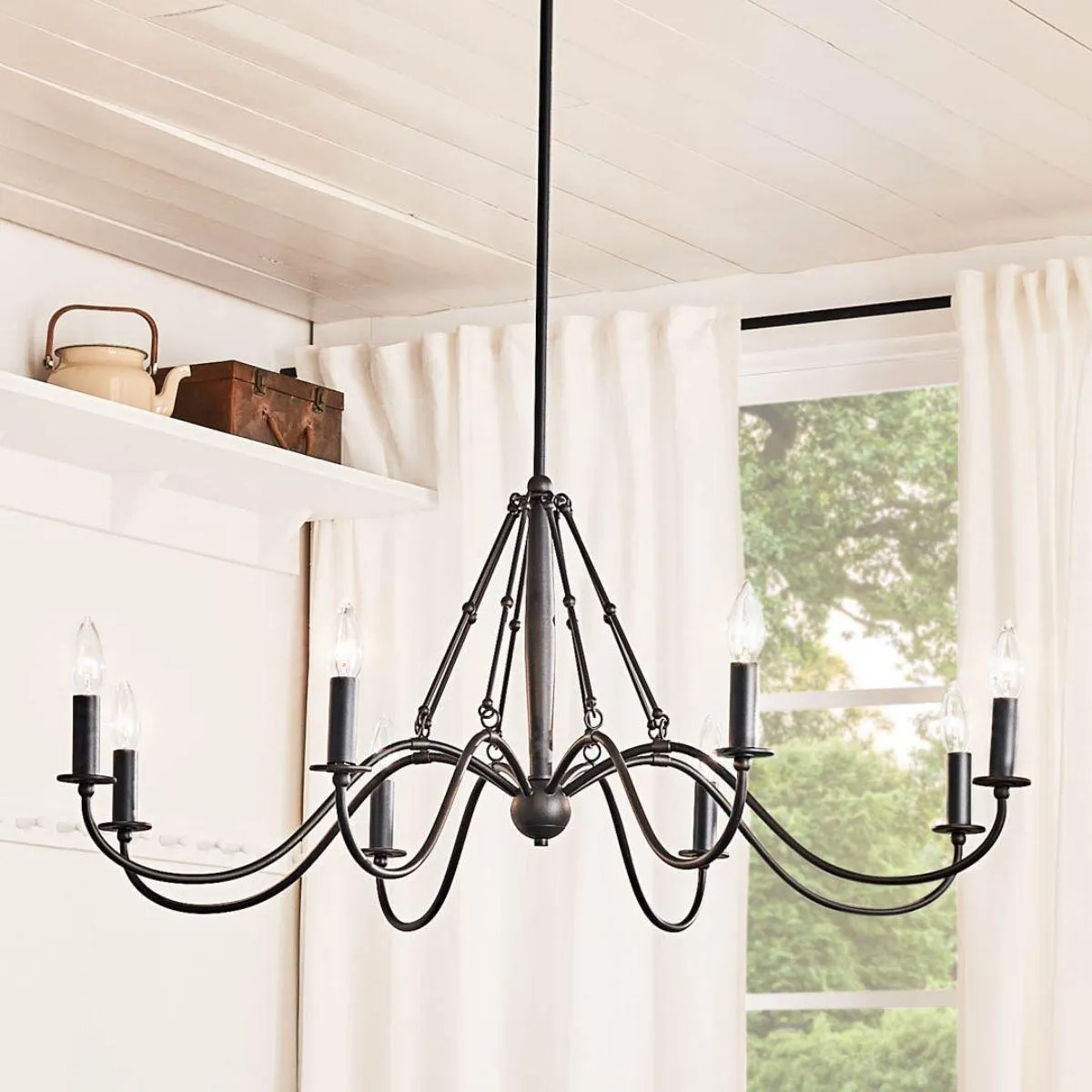 Freesia 38 in. 8 lights Chandelier Textured Black finish