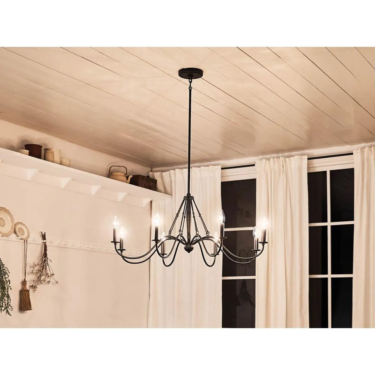 Freesia 38 in. 8 lights Chandelier Textured Black finish