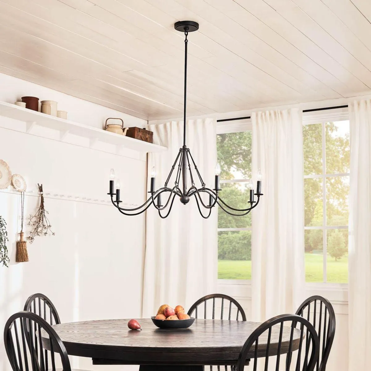 Freesia 38 in. 8 lights Chandelier Textured Black finish