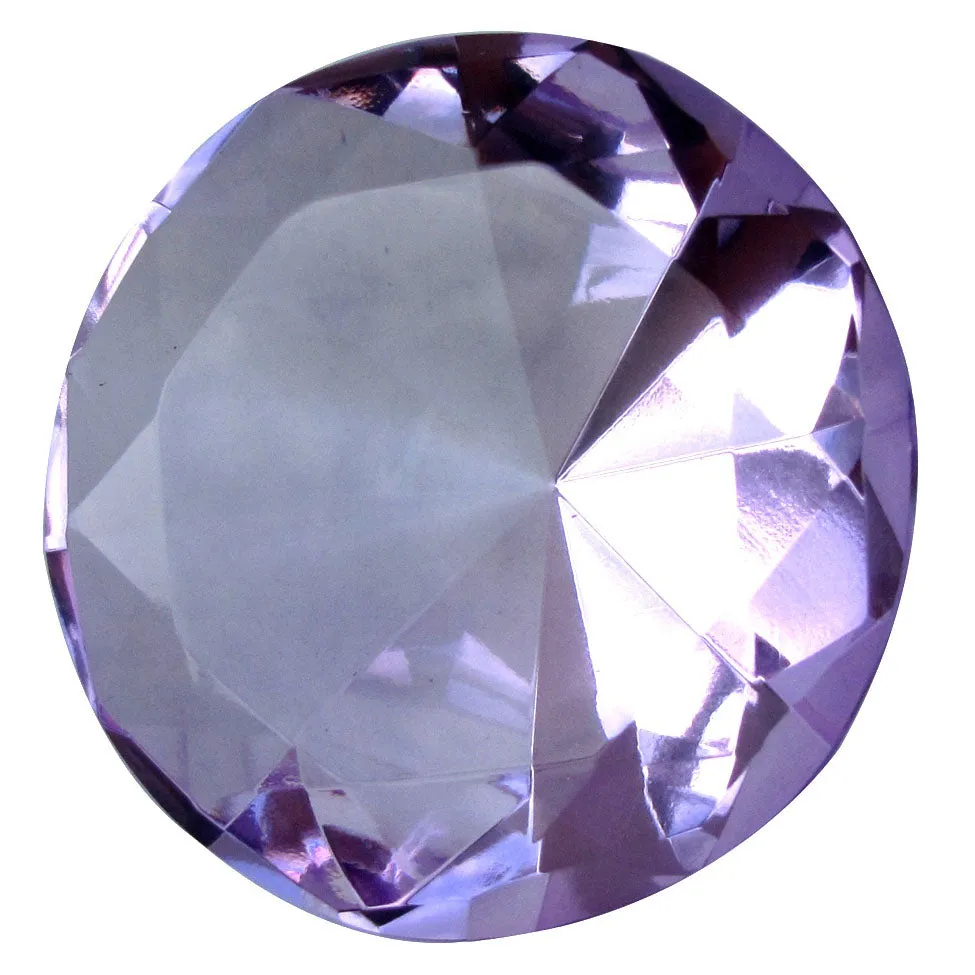 Giant 60mm Cut Glass Purple Lavendar Diamond Jewel Paperweight