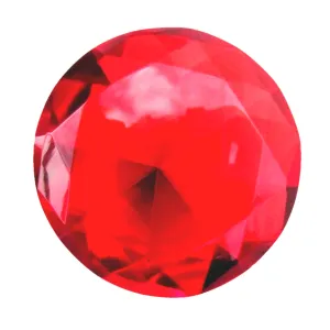 Giant 60mm Cut Glass Ruby Red Diamond Jewel Paperweight