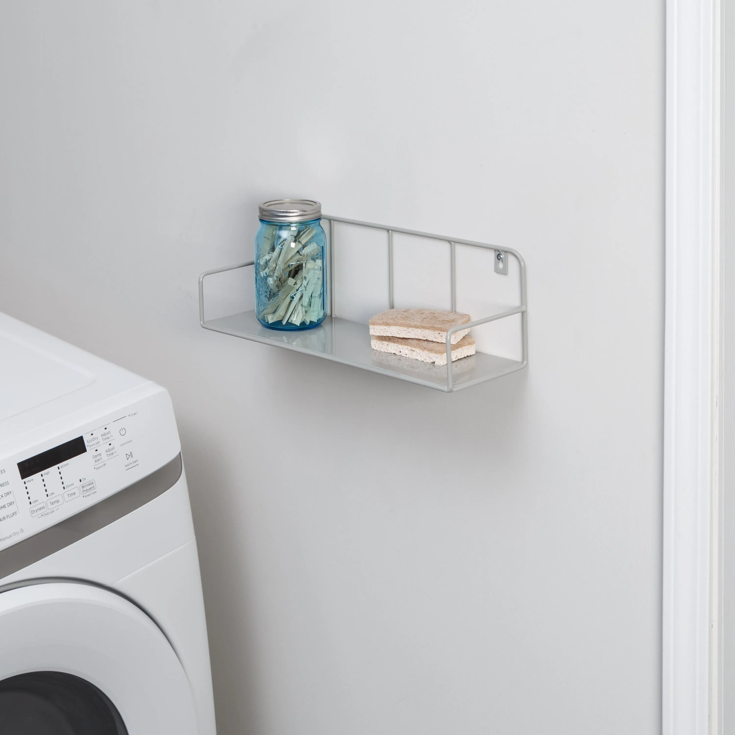 Gray Small Metal Floating Accent Shelf