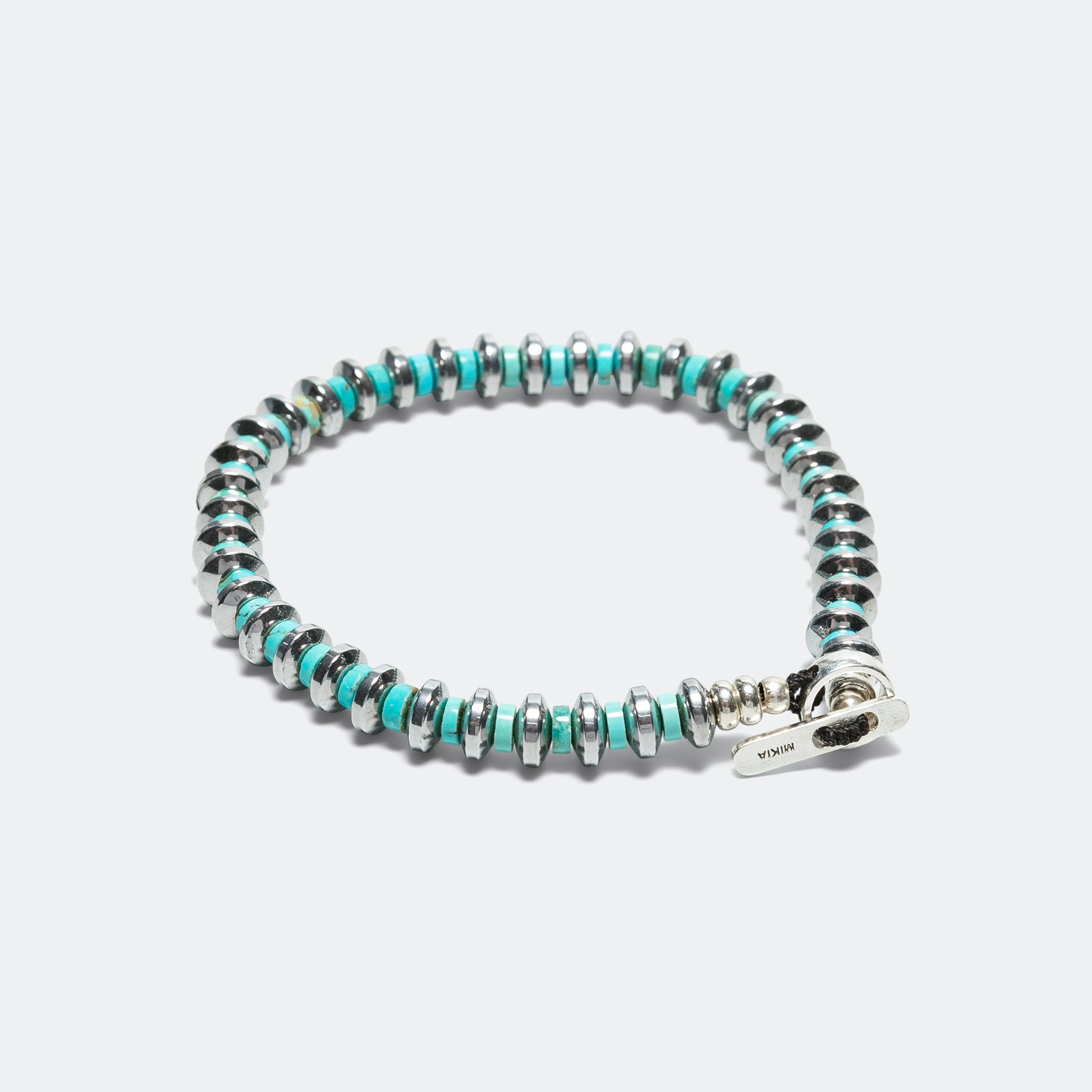 Hematite Roundel Bracelet - Turquoise