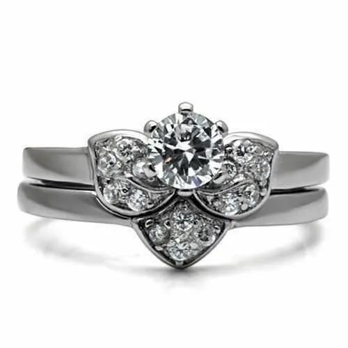 Jewellery Kingdom Ladies Wedding Engagement Solitaire Set Cz Stainless Steel Ring