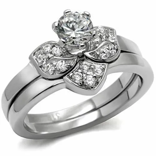 Jewellery Kingdom Ladies Wedding Engagement Solitaire Set Cz Stainless Steel Ring