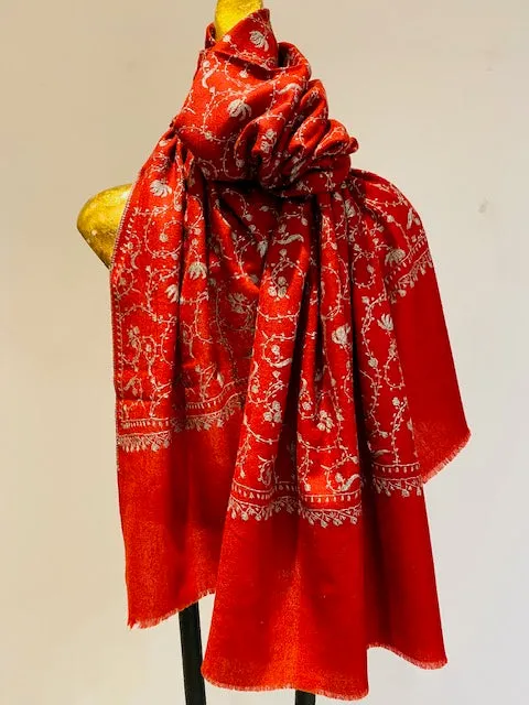 Kashmiri Shawl With All Over Embroidery -  Winter Sale 50% Off - At checkout use code Winter50%