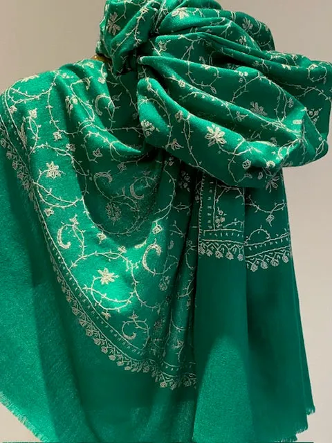 Kashmiri Shawl With All Over Embroidery -  Winter Sale 50% Off - At checkout use code Winter50%