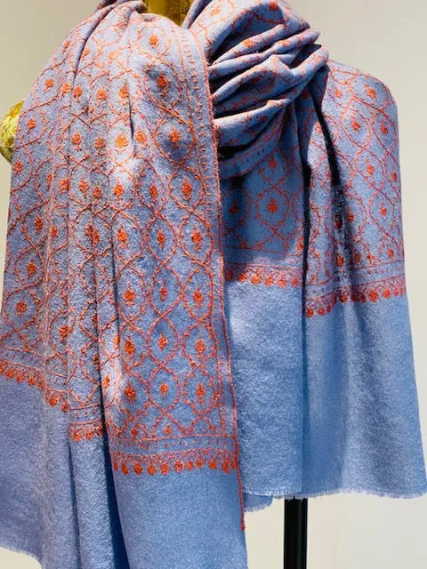 Kashmiri Shawl With All Over Embroidery -  Winter Sale 50% Off - At checkout use code Winter50%