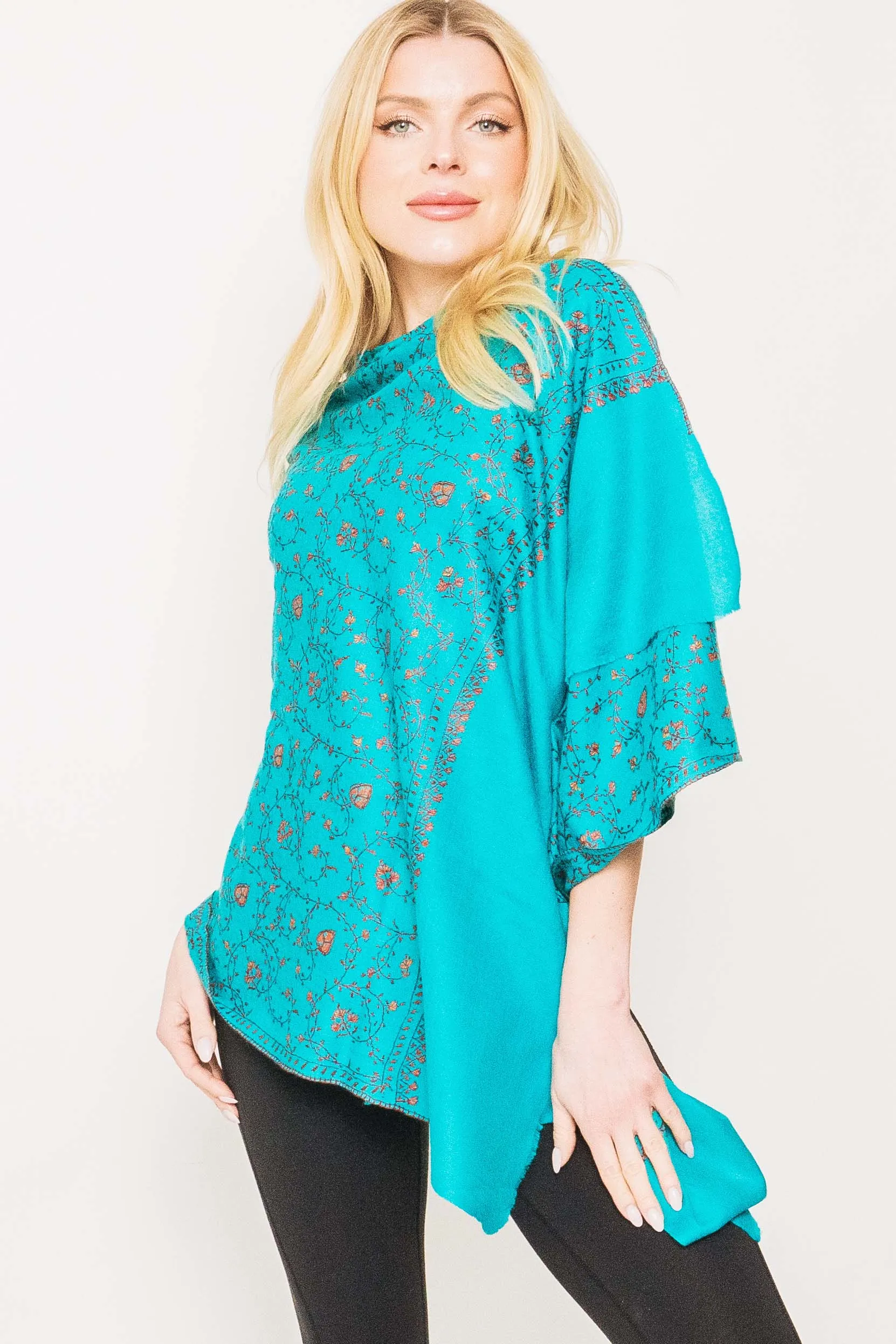 Kashmiri Shawl With All Over Embroidery -  Winter Sale 50% Off - At checkout use code Winter50%
