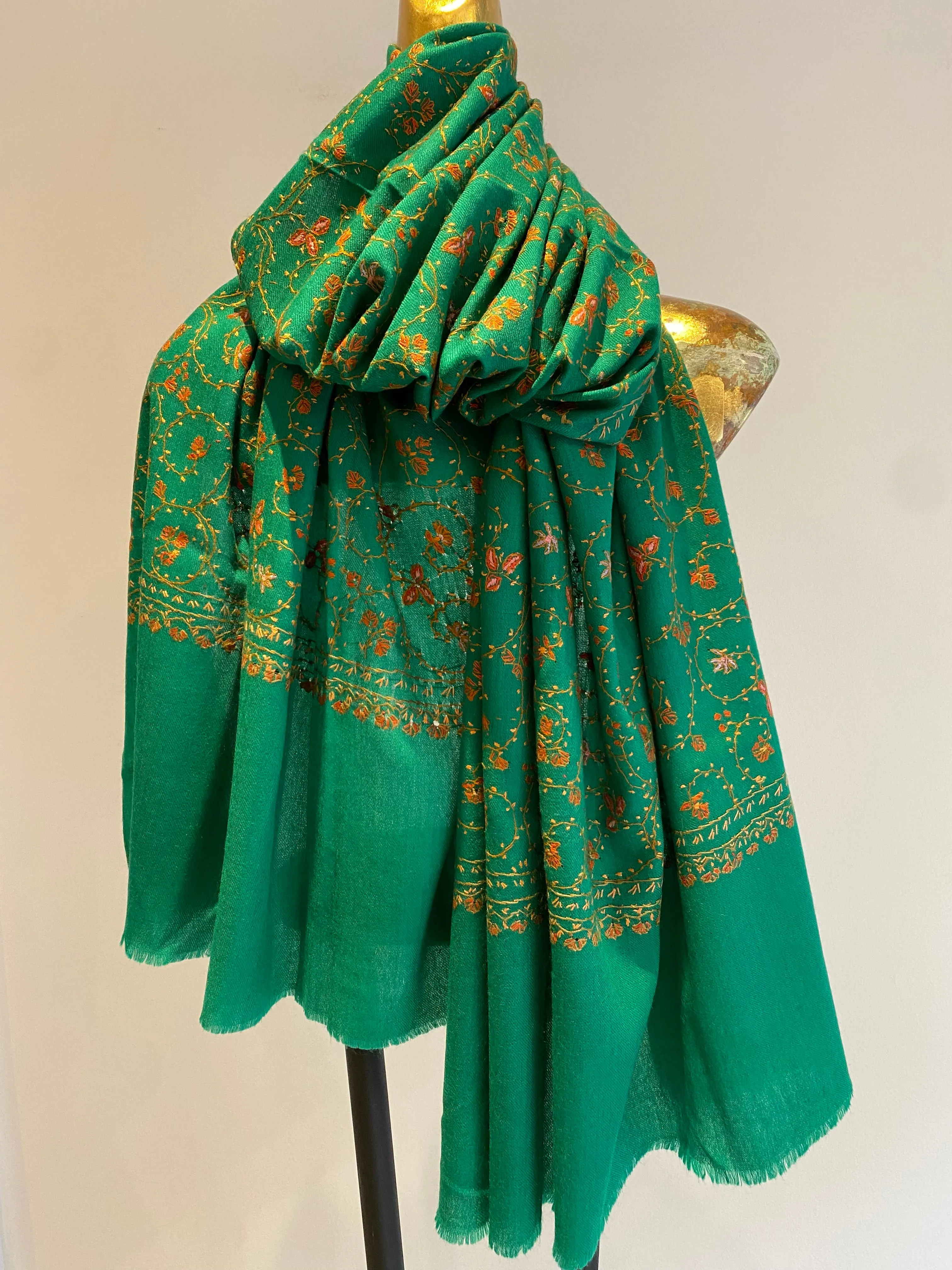 Kashmiri Shawl With All Over Embroidery -  Winter Sale 50% Off - At checkout use code Winter50%